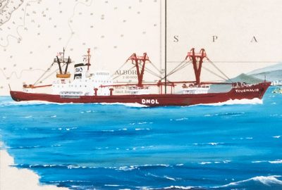 Tourmalin (Schiff) im Mittelmeer. Detail des Gemäldes