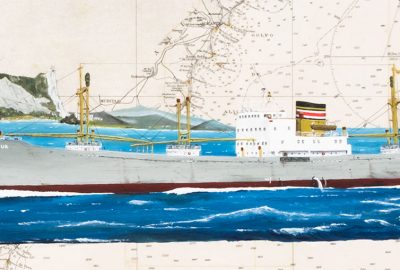 Windhuk (Schiff) im Mittelmeer. Detail des Gemäldes
